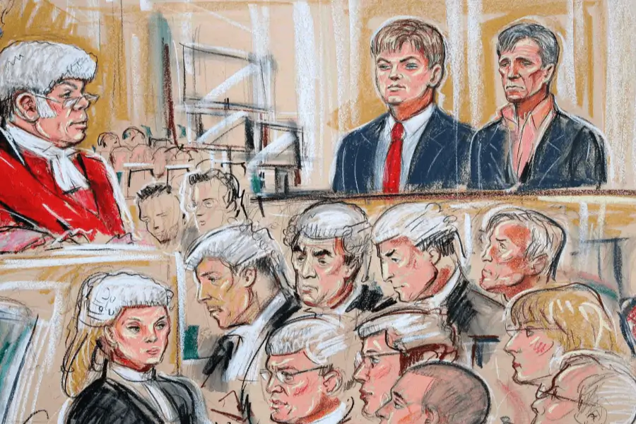 Artists impression of the Royal Blackmail trial